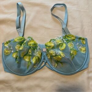 Victoria's Secret Light Blue Lace Trim Balconette Bra